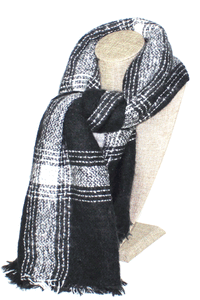 HILLARY BLACK/WHITE PLAID BLANKET SCARF